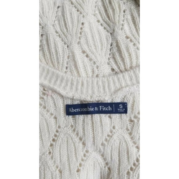 Abercrombie and Fitch Sz S Women's knit sweater Cream Ivory diamond Pattern New - Picture 4 of 6
